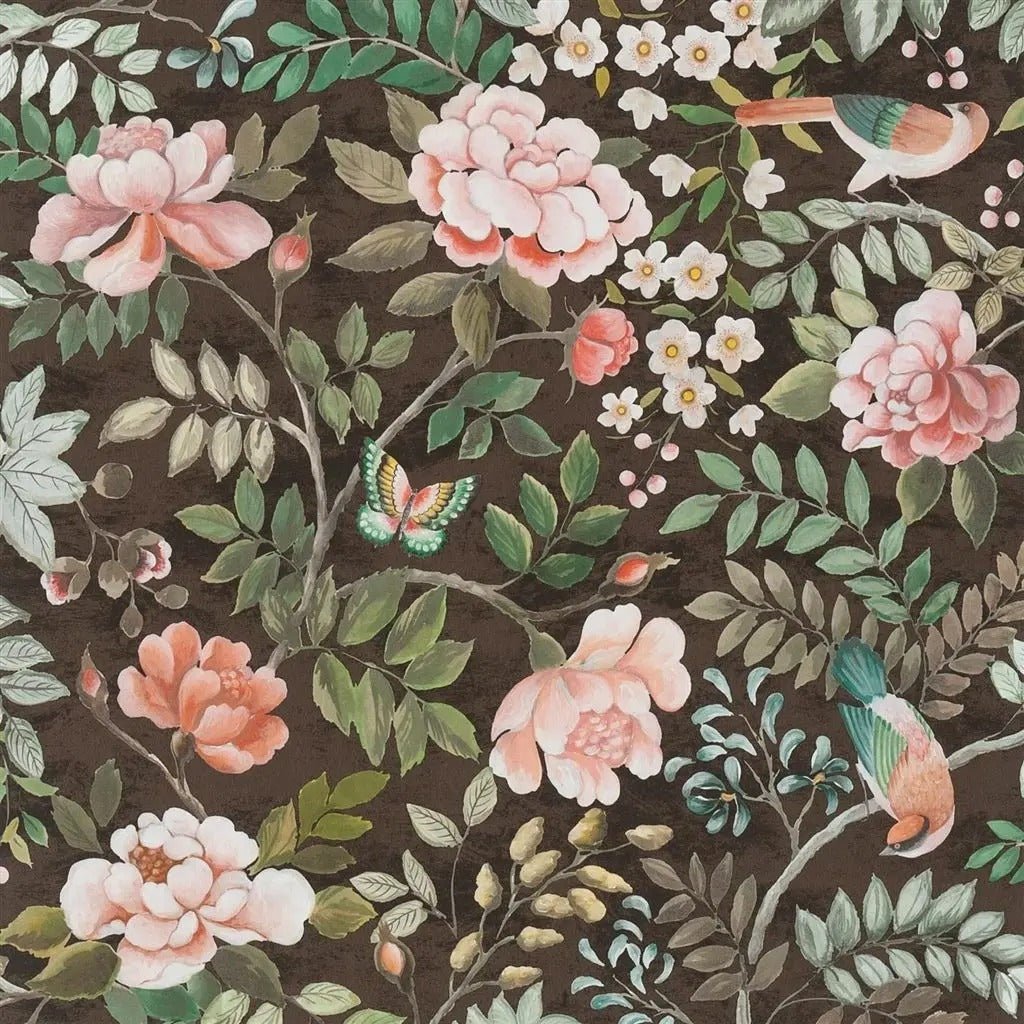 Porcelaine de Chine Wallpaper - Chocolate - PDG1146/08 - Designers Guild