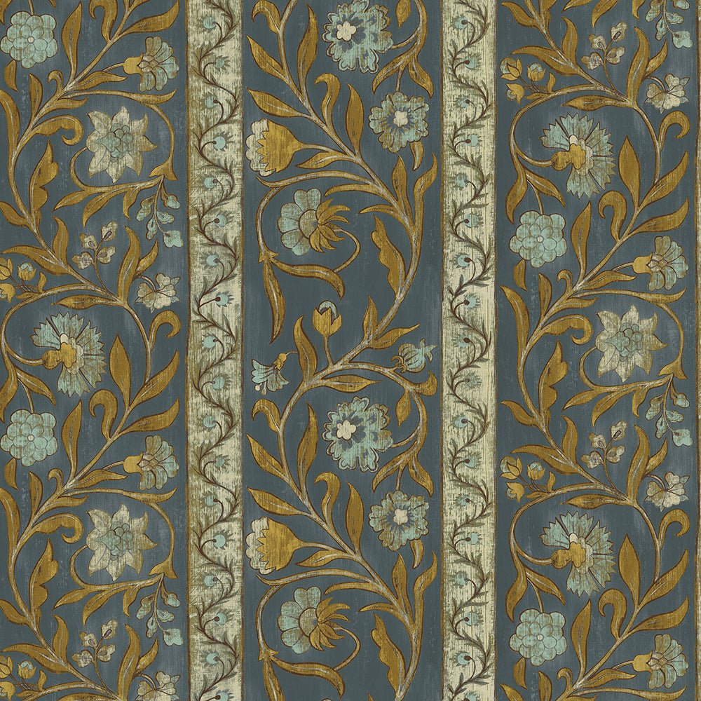 Potter Stripe Wallpaper - Blue and Olive - Josephine Munsey - JMW-104601 - Premier Wallcovering