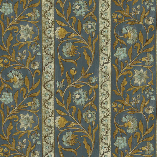 Potter Stripe Wallpaper - Blue and Olive - Josephine Munsey - JMW-104601 - Premier Wallcovering