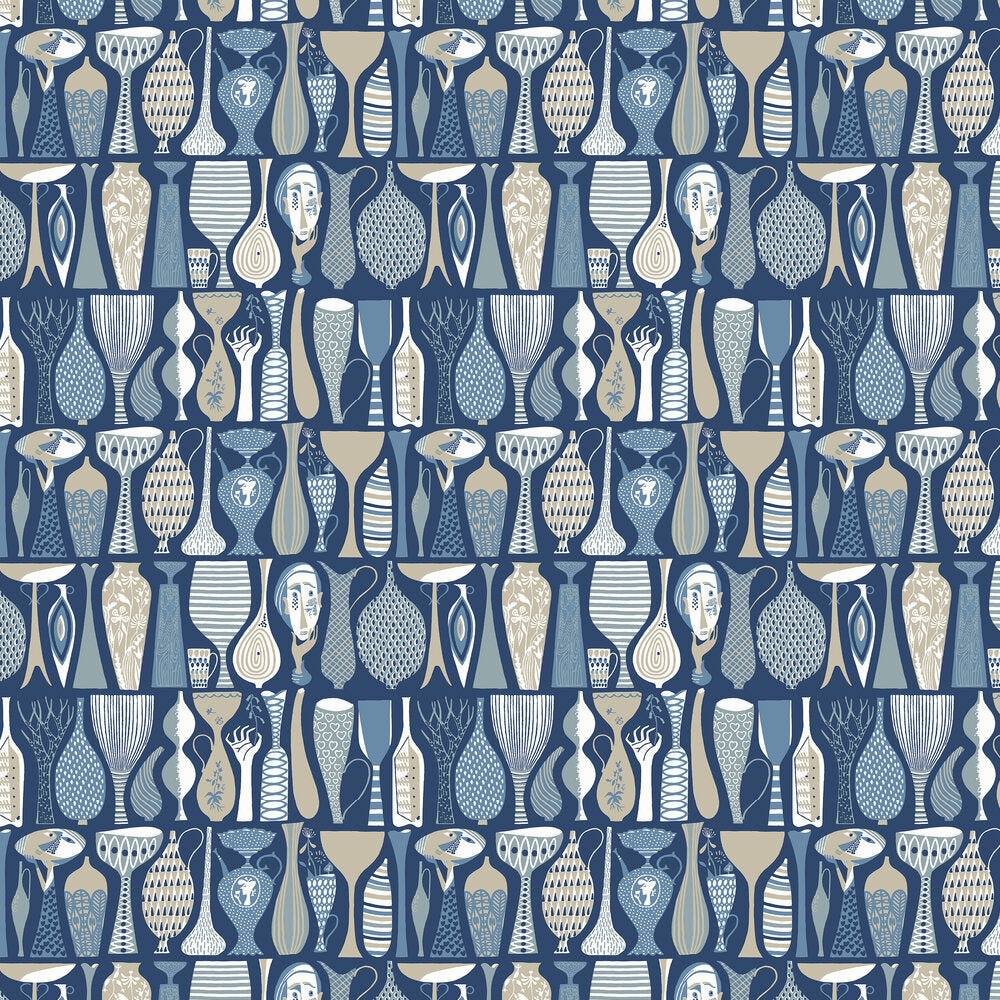 Pottery Wallpaper - Blue - Boråstapeter - 1759 - Premier Wallcovering