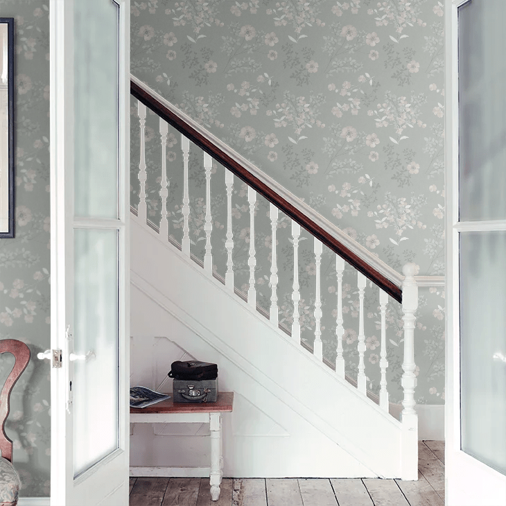 Prairie Rose Wallpaper - Silver - Boråstapeter - 7233 - Premier Wallcovering