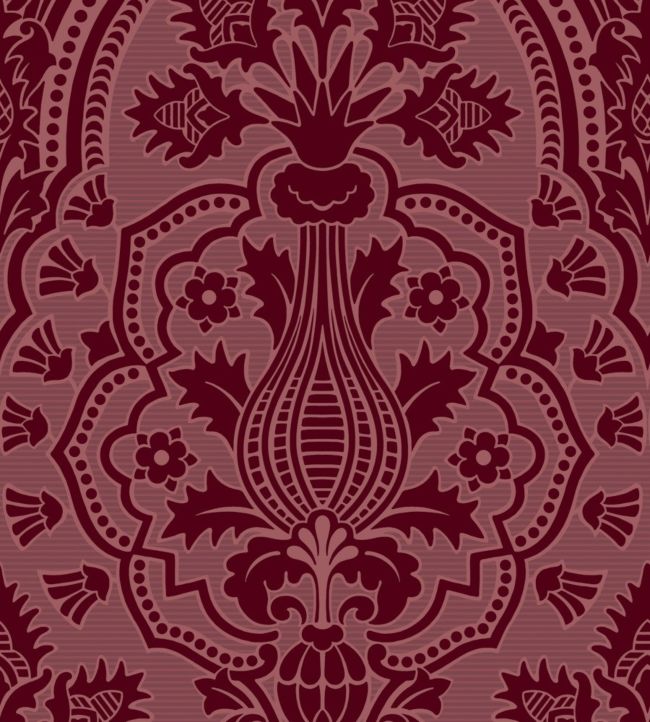 Pugin Palace Flock Wallpaper - Claret - 116/9034 - Cole & Son - Premier Wallcovering