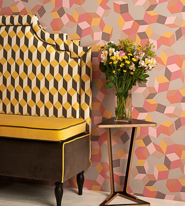 Puzzle Wallpaper - Fuchsia & Orange on Dove - 105/2010 - Cole & Son - Premier Wallcovering