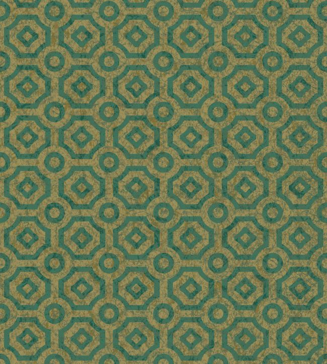 Queens Quarter Wallpaper - Emerald on Metallic Antique Gold - 118/10021 - Cole & Son - Premier Wallcovering