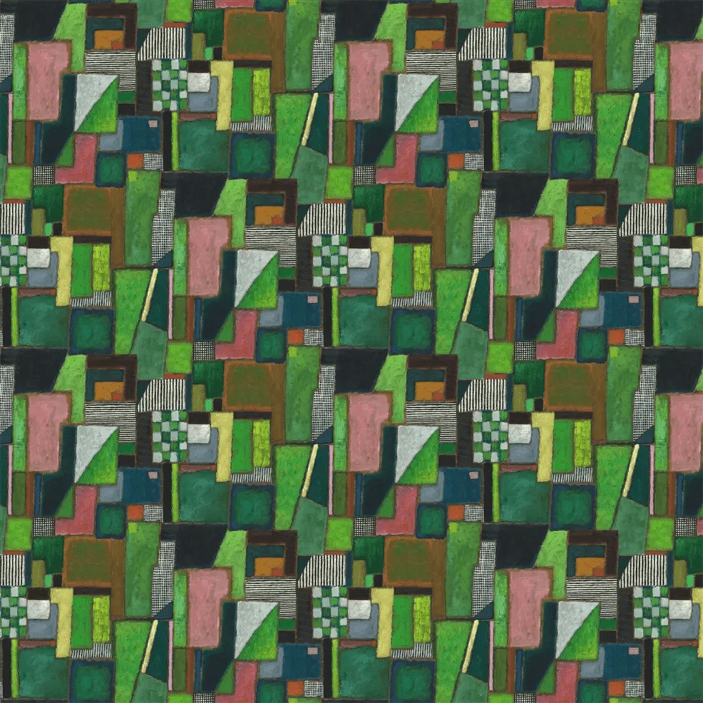 Raku Patchwork Wallpaper - Emerald - PDG1203/01 - Designers Guild