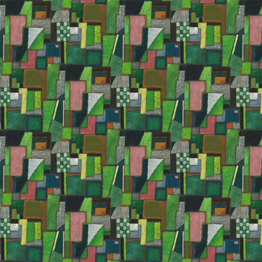Raku Patchwork Wallpaper - Emerald - PDG1203/01 - Designers Guild