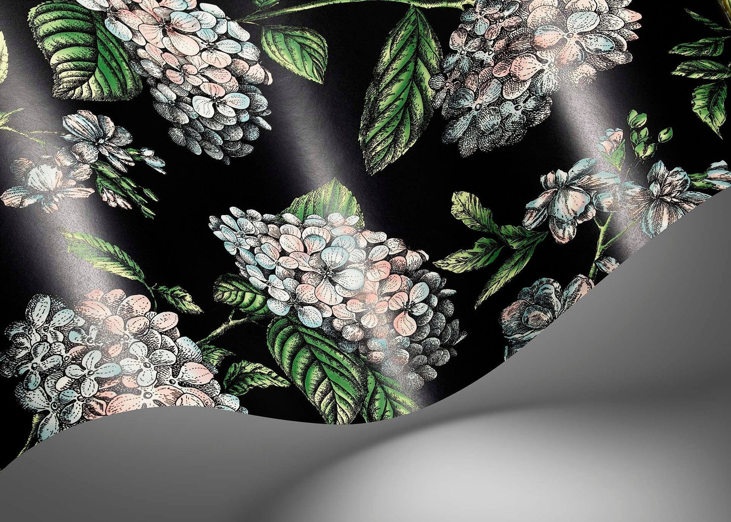 Ramo di Ortensia Wallpaper - Pastel on Charcoal - 123/8038 - Cole & Son - Premier Wallcovering