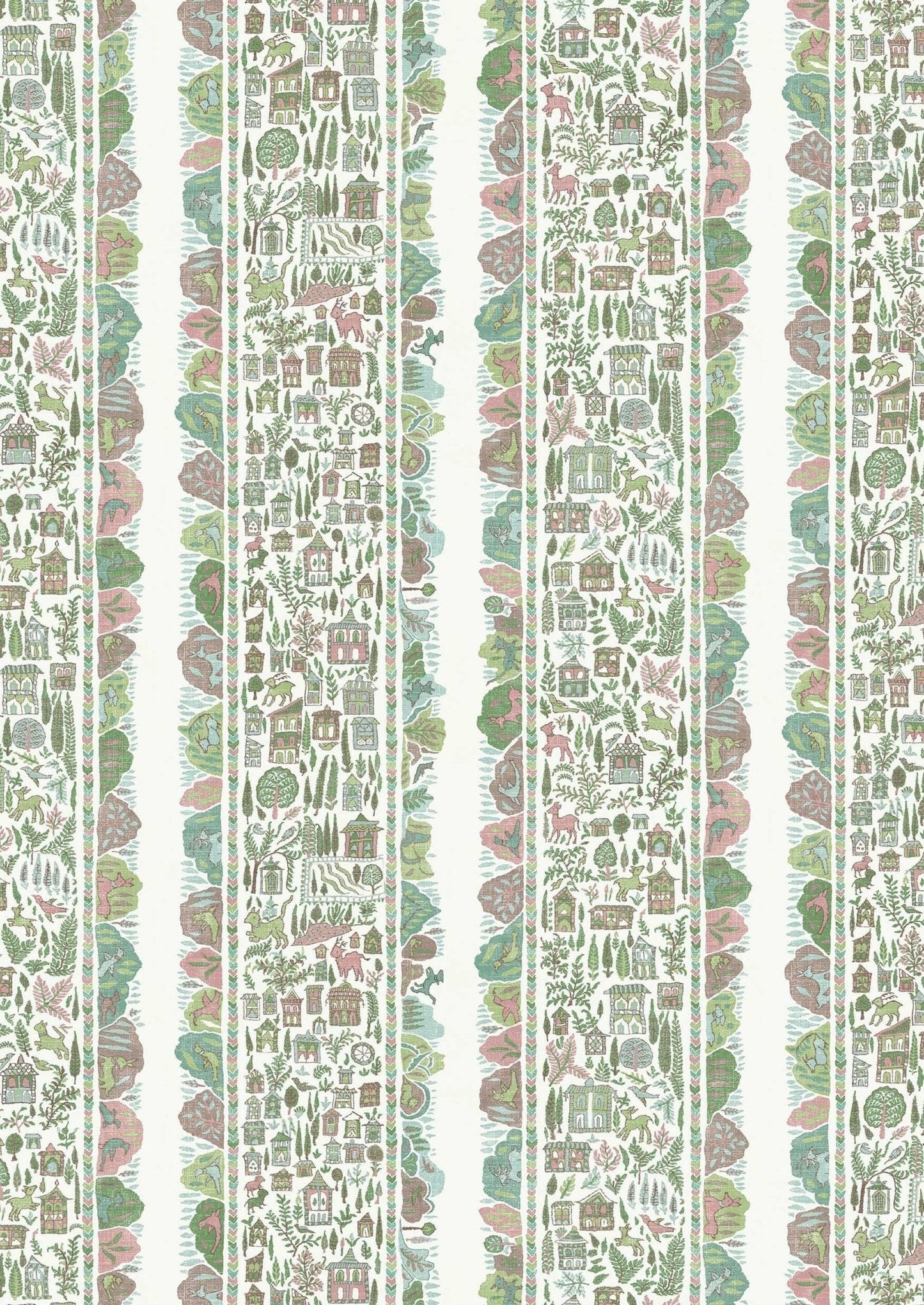 Ravi Ribbon Wallpaper - Pistachio Rose - Lewis & Wood - Premier Wallcovering
