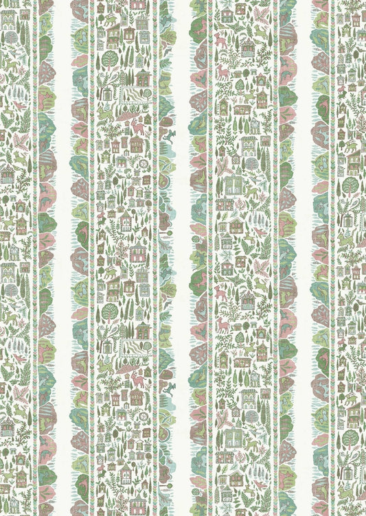 Ravi Ribbon Wallpaper - Pistachio Rose - Lewis & Wood - Premier Wallcovering