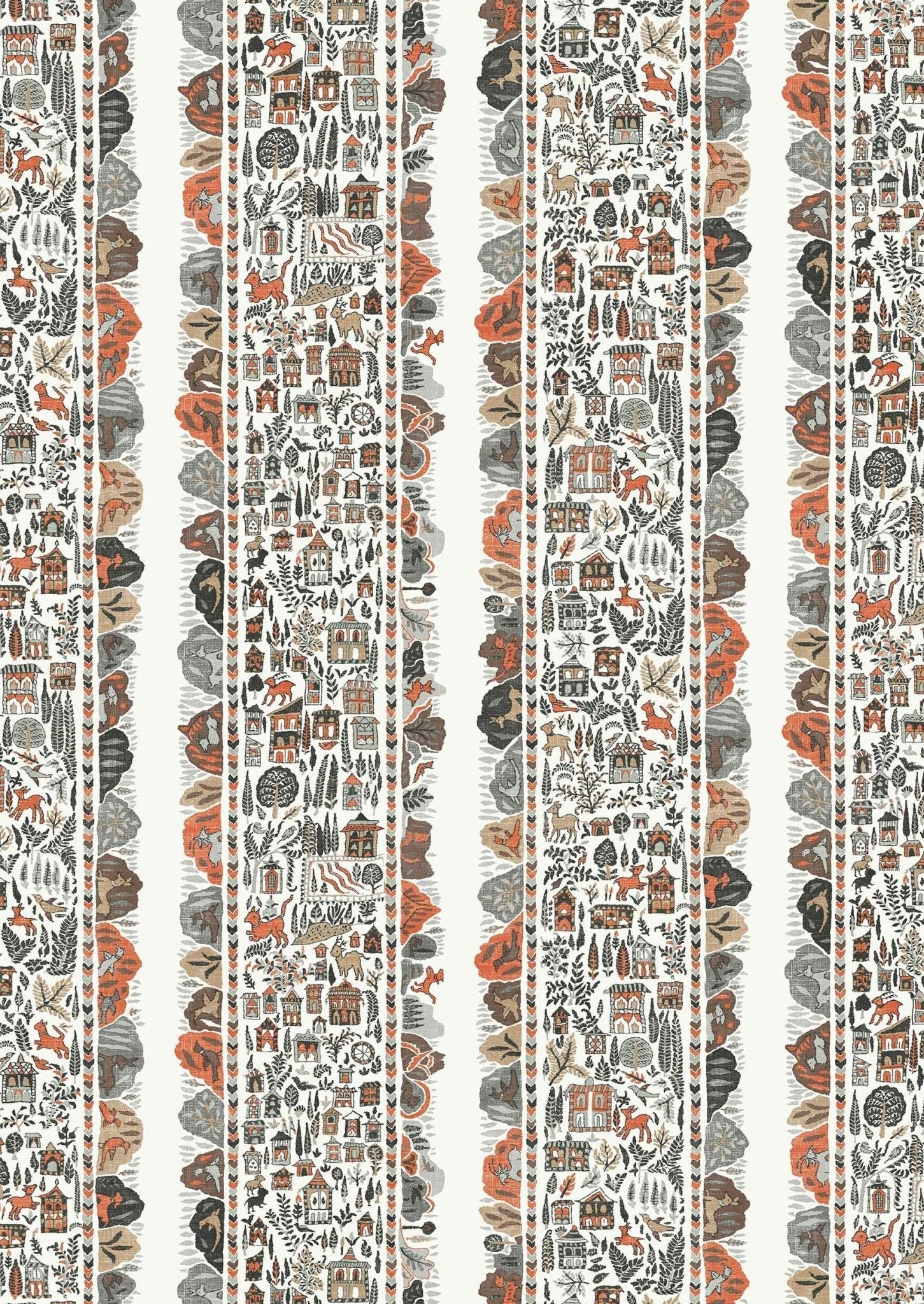 Ravi Ribbon Wallpaper - Satsuma Soot - Lewis & Wood - Premier Wallcovering