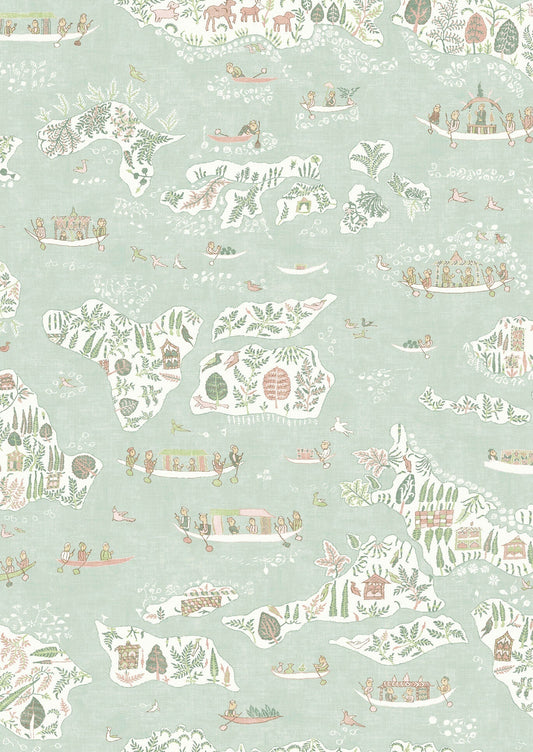 Regatta Wallpaper - Pistachio Rose - Lewis & Wood - Premier Wallcovering