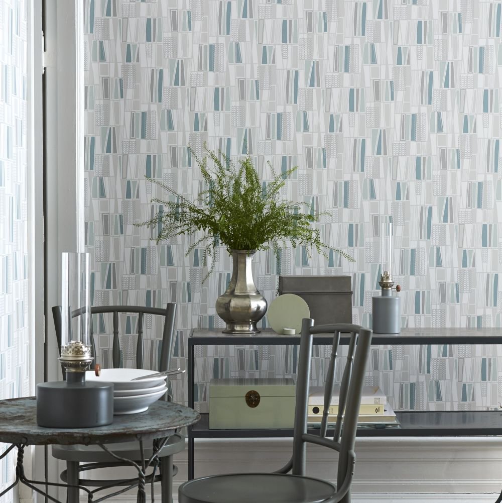 Retro Wallpaper - Grey / Blue - Boråstapeter - 5470 - Premier Wallcovering
