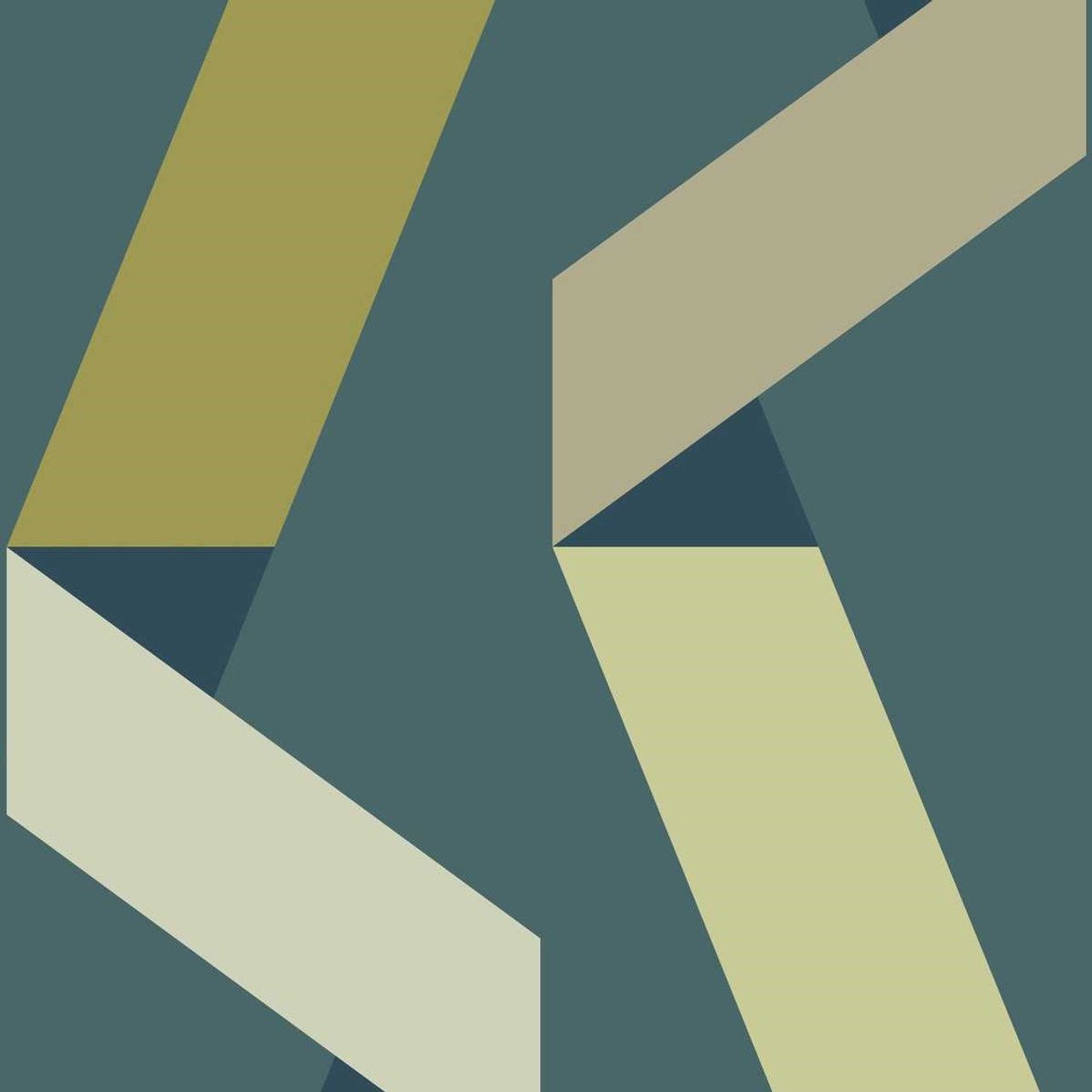 Ribbon Game Color Game Wallpaper - Bleu - Casadeco - 200646767 - Premier Wallcovering