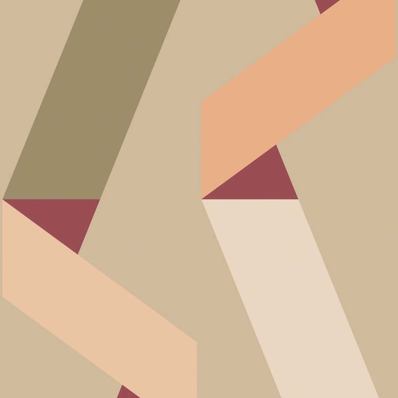 Ribbon Game Color Game Wallpaper - Terracotta - Casadeco - 200643663 - Premier Wallcovering