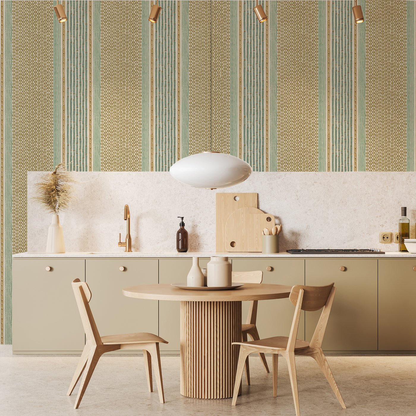 Rita Stripe Wallpaper - Quince and Petrol - Josephine Munsey - JMW-104201 - Premier Wallcovering