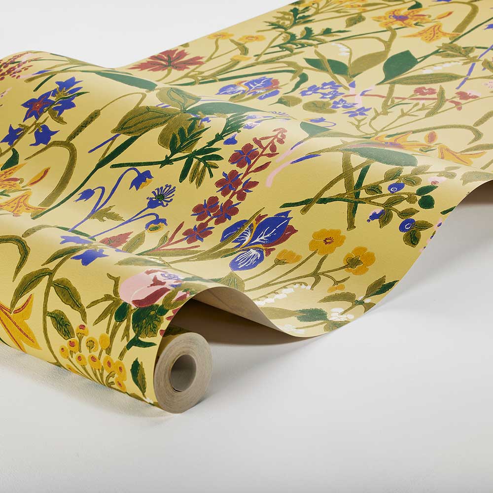 Ros och Lilja Wallpaper - Yellow - Boråstapeter - 1963 - Premier Wallcovering