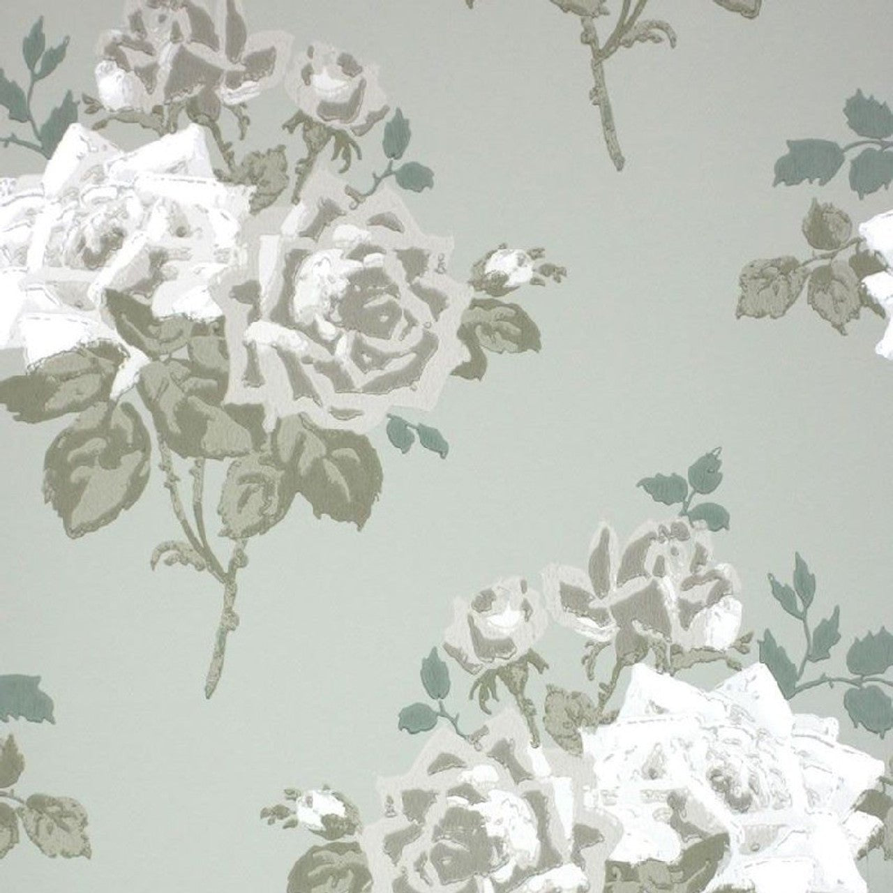 Rosa Alba Wallpaper - Silver - Nina Campbell - NCW4033 - 03 - Premier Wallcovering