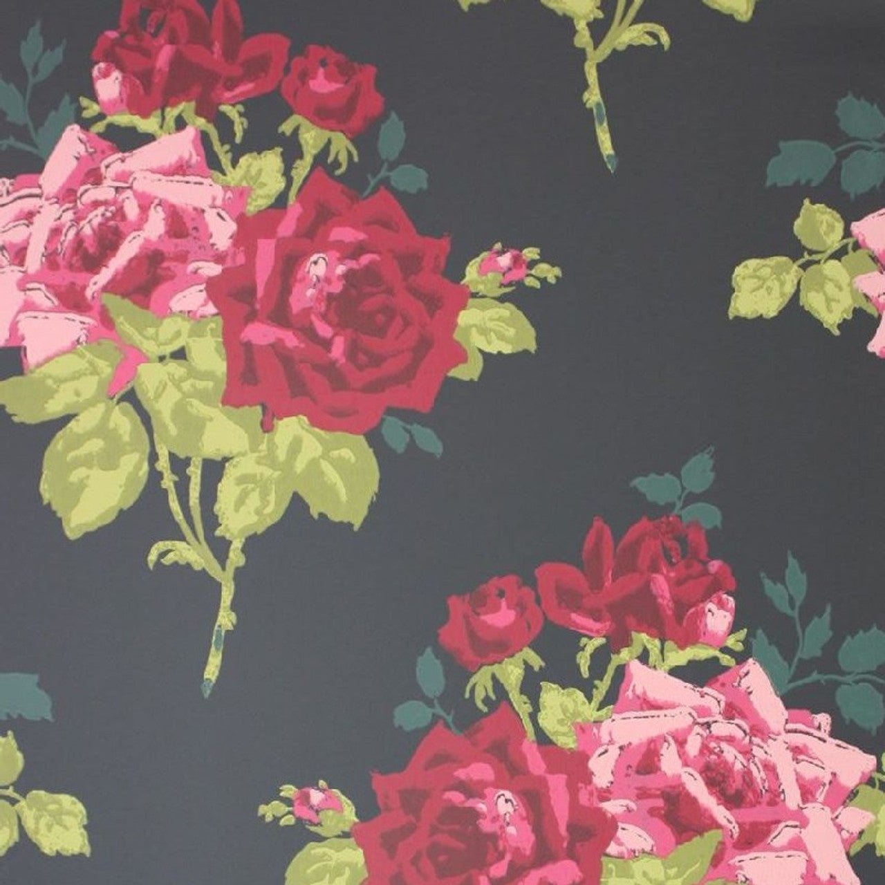 Rosa Alba Wallpaper - Black - Nina Campbell - NCW4033 - 05 - Premier Wallcovering