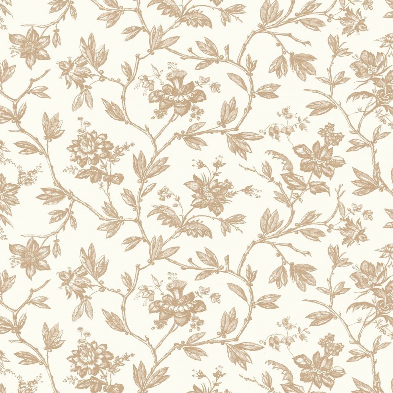 Rosa Les Belles Toiles De Jouy Wallpaper - Beige Ficelle - Casadeco - 87961108 - Premier Wallcovering