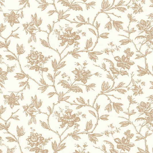 Rosa Les Belles Toiles De Jouy Wallpaper - Beige Ficelle - Casadeco - 87961108 - Premier Wallcovering