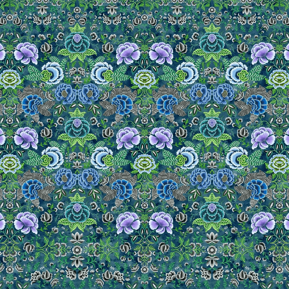 Rose De Damas Wallpaper - Indigo - PDG1168/03 - Designers Guild