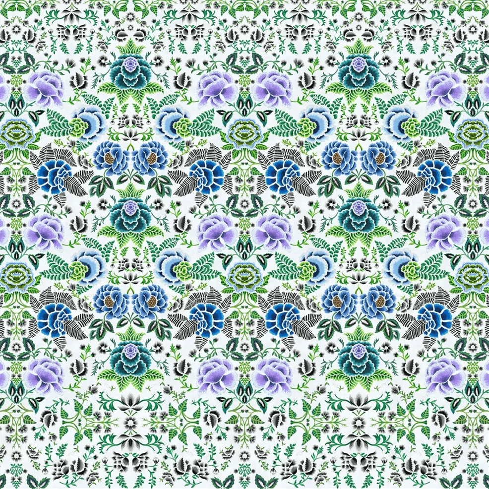 Rose De Damas Wallpaper - Cobalt - PDG1168/01 - Designers Guild