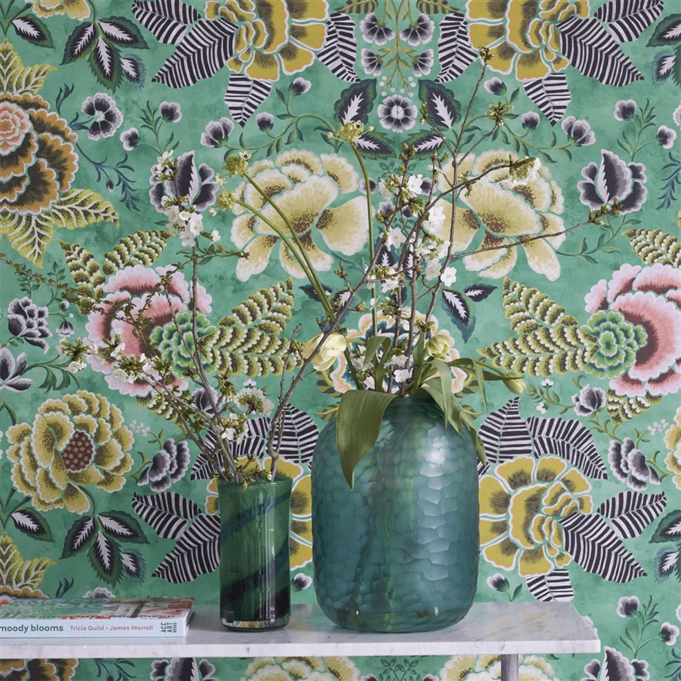 Rose De Damas Wallpaper - Jade - PDG1168/02 - Designers Guild