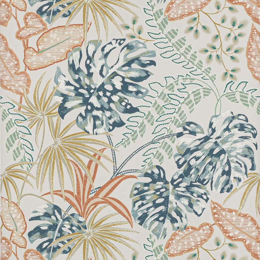 Rousseau Wallpaper - Indigo/Copper - J184W - 04 - Jane Churchill