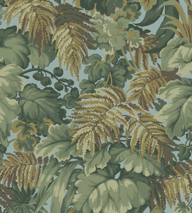 Royal Fernery Wallpaper - Khaki, Sage & Print Room Blue - 113/3008 - Cole & Son - Premier Wallcovering