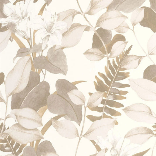 Royal Lily Soliflore Wallpaper - Ficelle - Casadeco - 200261303 - Premier Wallcovering
