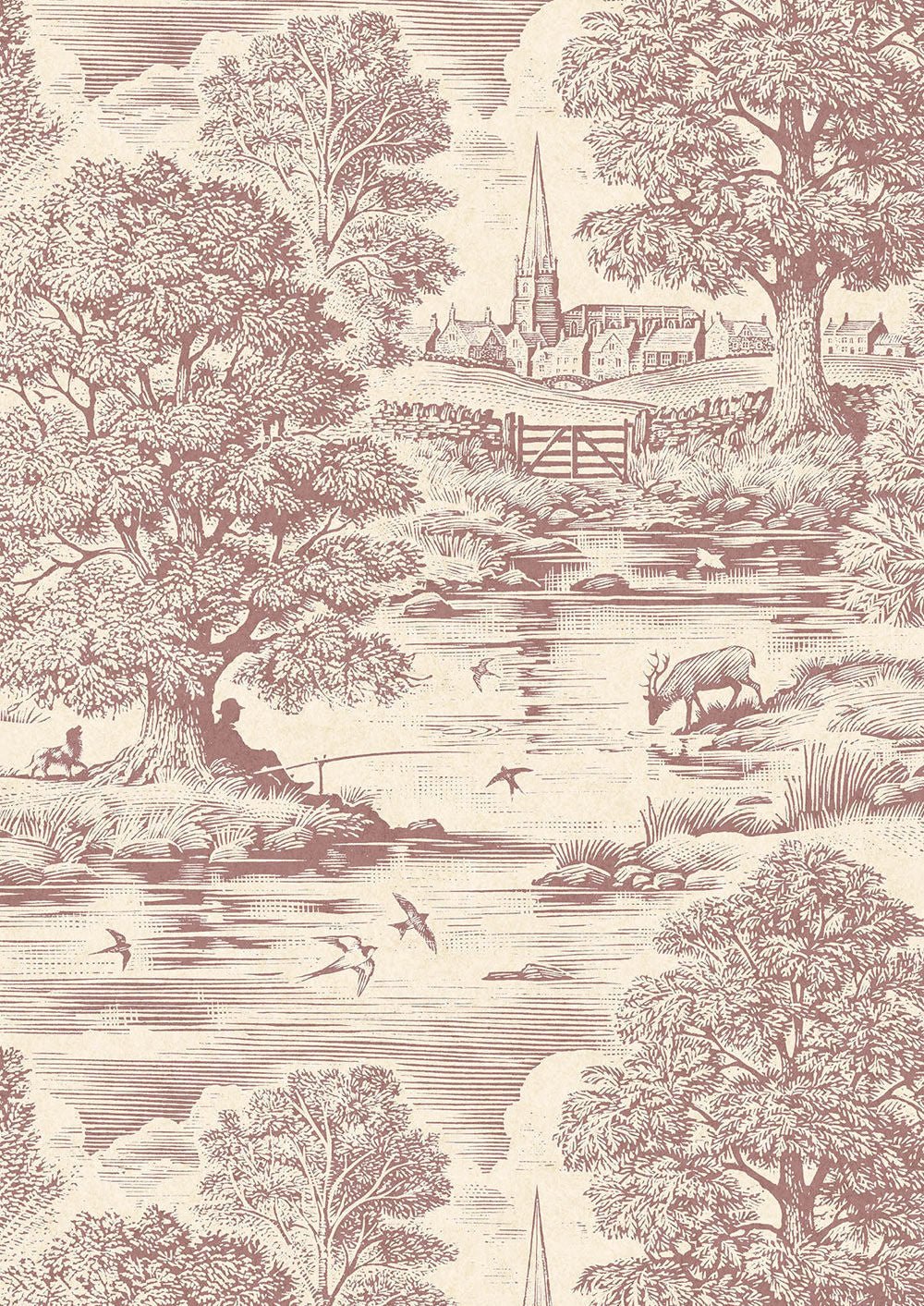 Royal Oak Wallpaper - Bloodstone - Lewis & Wood - Premier Wallcovering