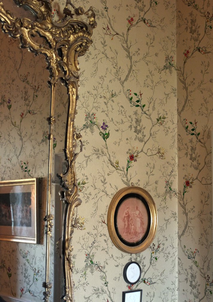 Ruskin Floral Wallpaper - Beige - Timorous Beasties - RUS/RSF/MICA/02 - Premier Wallcovering