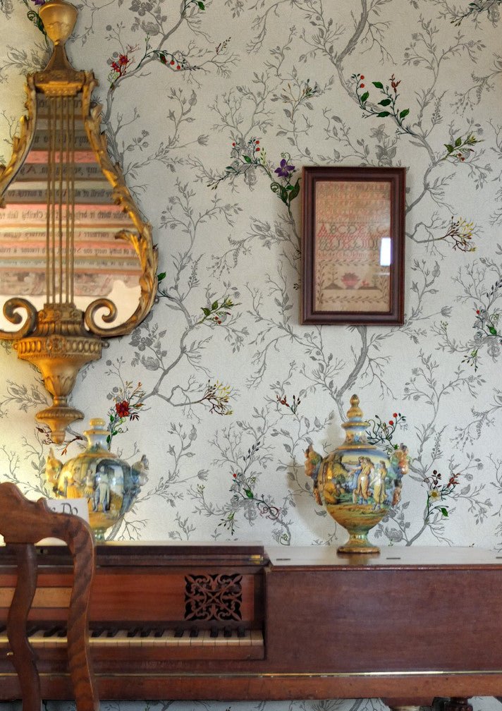 Ruskin Floral Wallpaper - Frost - Timorous Beasties - RUS/RSF/MICA/03 - Premier Wallcovering