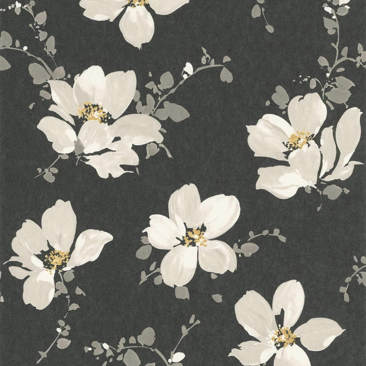Sabatini Florescence Wallpaper - Black - Casadeco - 82329534 - Premier Wallcovering