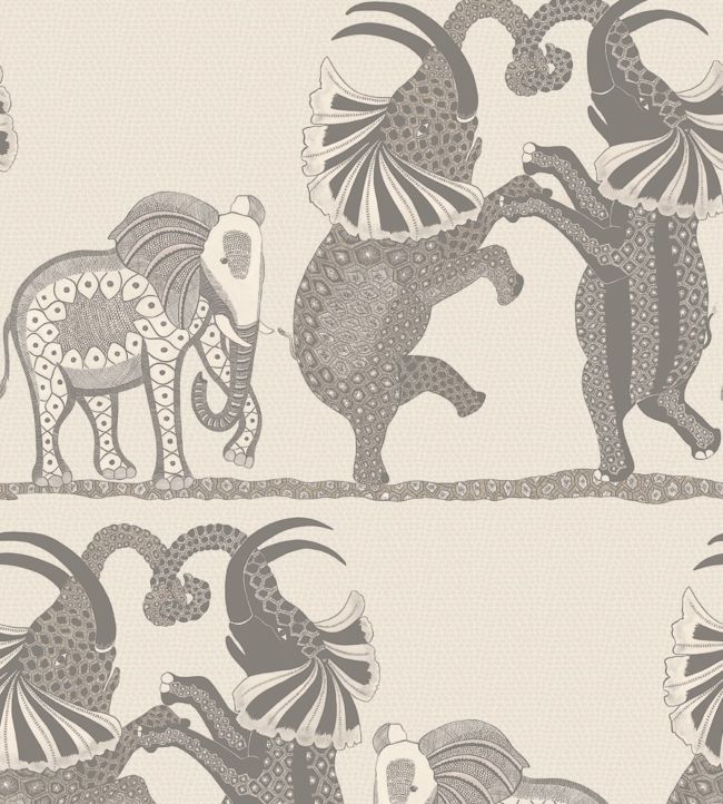 Safari Dance Wallpaper - Parchment & Soot on Stone - 109/8037 - Cole & Son - Premier Wallcovering