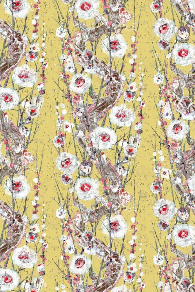 Sakura Cork Wallpaper - Yellow Tang - Timorous Beasties - DWN/SAK/WSCF/03 - Premier Wallcovering