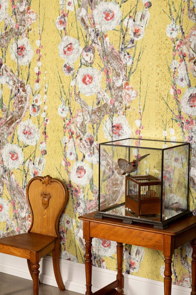 Sakura Cork Wallpaper - Yellow Tang - Timorous Beasties - DWN/SAK/WSCF/03 - Premier Wallcovering