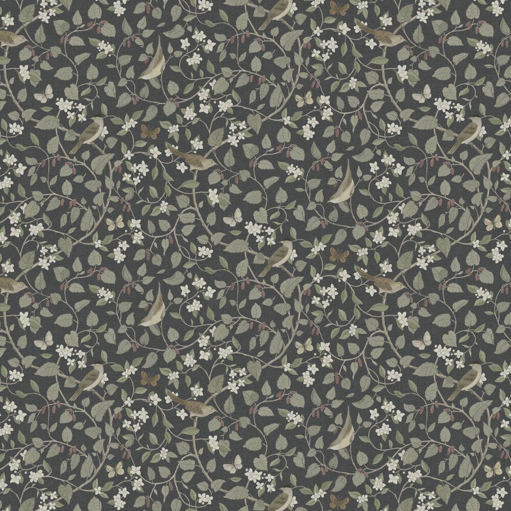 Sangfaglar Wallpaper - Charcoal - Boråstapeter - 2057 - Premier Wallcovering