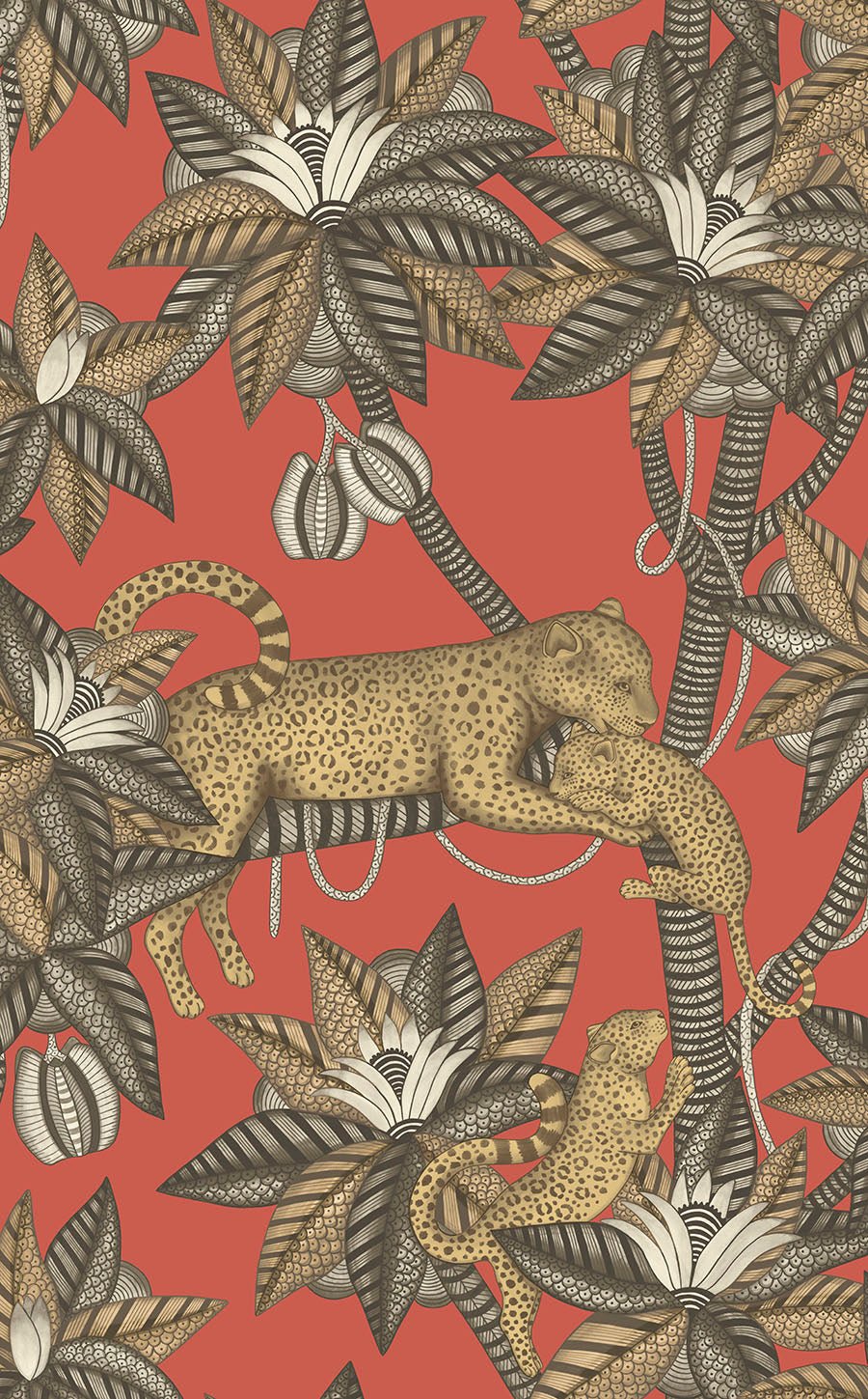 Satara Wallpaper - Soot & Metallic Gold on Rouge - 119/3014 - Cole & Son - Premier Wallcovering