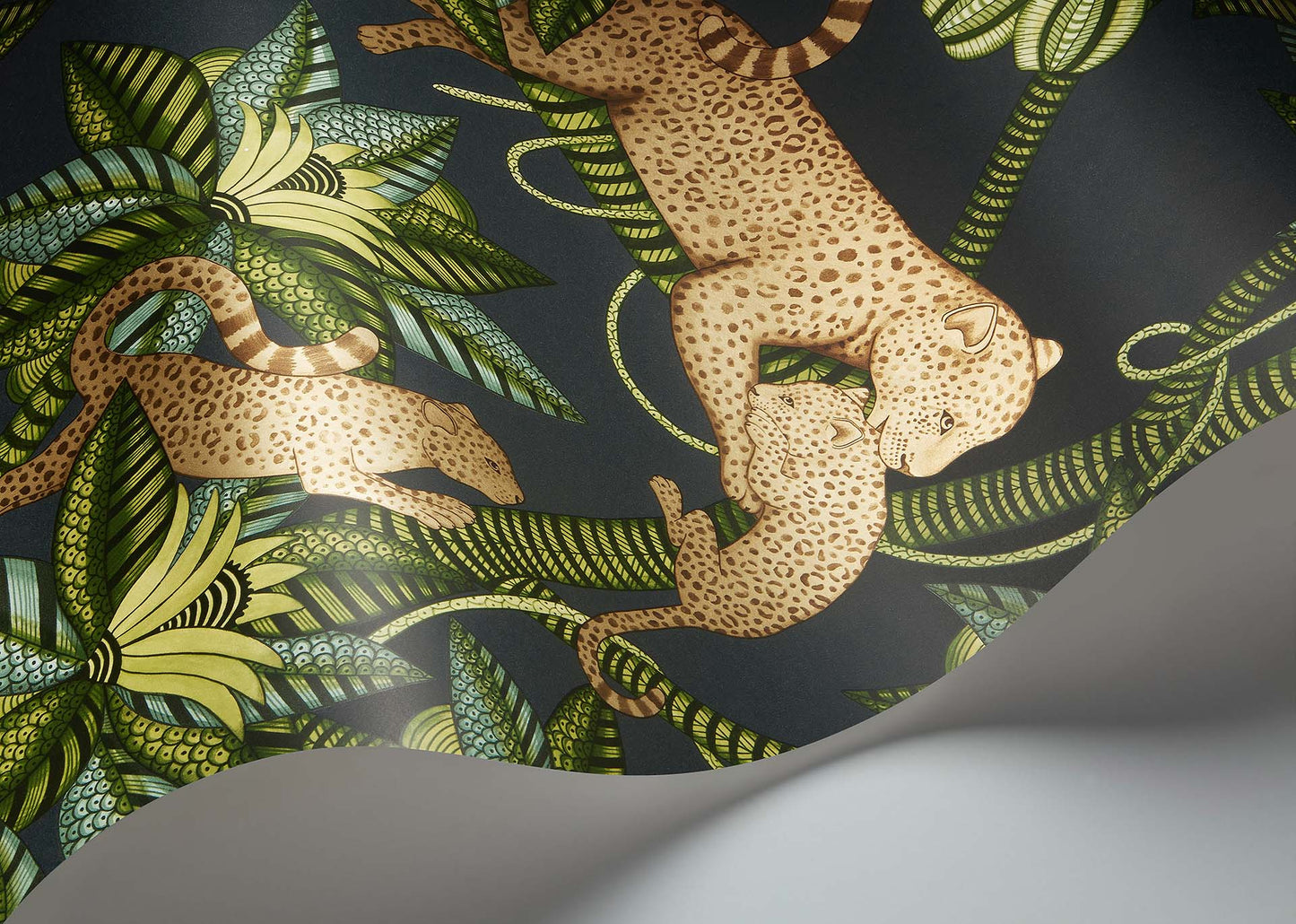 Satara Wallpaper - Spring Green & Metallic Bronze on Charcoal - 119/3016 - Cole & Son - Premier Wallcovering