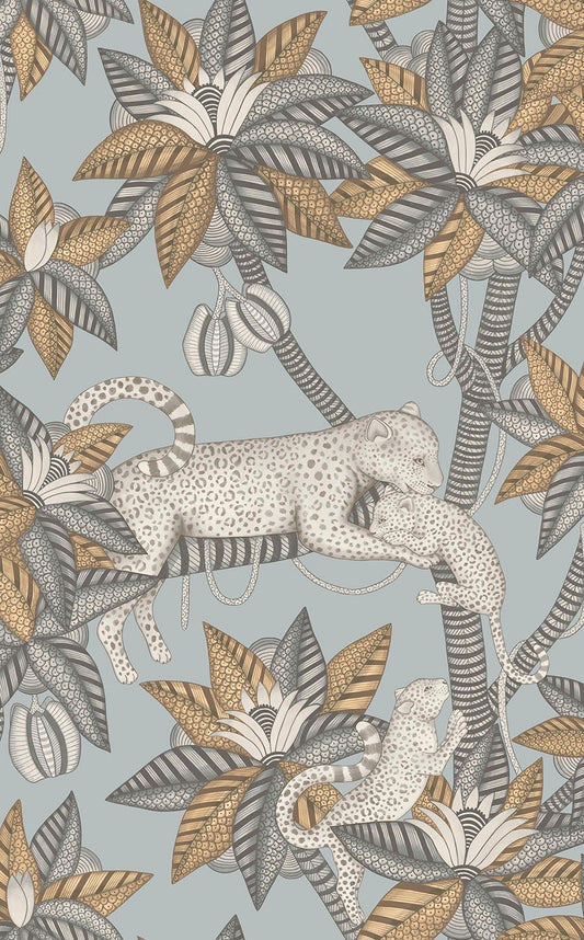Satara Wallpaper - Slate & White Mica on Print Room Blue - 119/3012 - Cole & Son - Premier Wallcovering