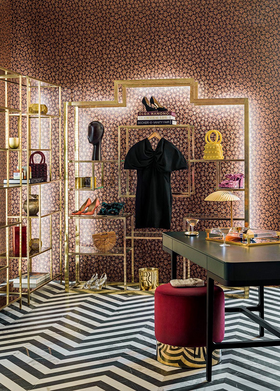 Savanna Shell Wallpaper - Terracotta, Claret & Metallic Gold - 119/4018 - Cole & Son - Premier Wallcovering