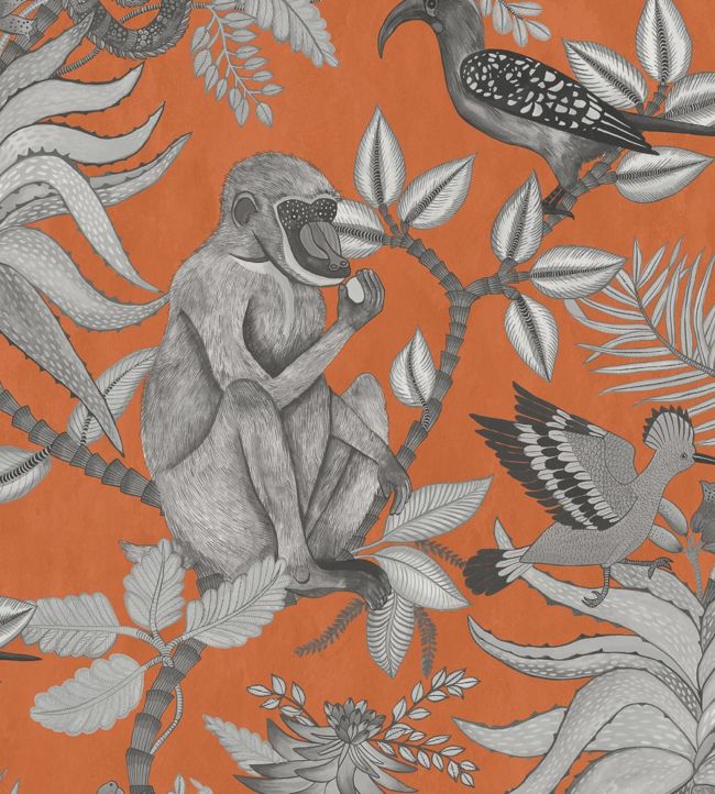 Savuti Wallpaper - Soot on Tangerine - 109/1001 - Cole & Son - Premier Wallcovering