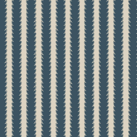 Scallop Stripe Wallpaper - Beakster Blue - Edge Sand - Josephine Munsey - SCA-001-014 - Premier Wallcovering