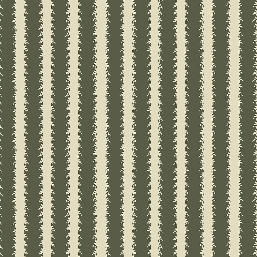 Scallop Stripe Wallpaper - Chaingate Green - Maitland Green - Josephine Munsey - SCA-003-021 - Premier Wallcovering