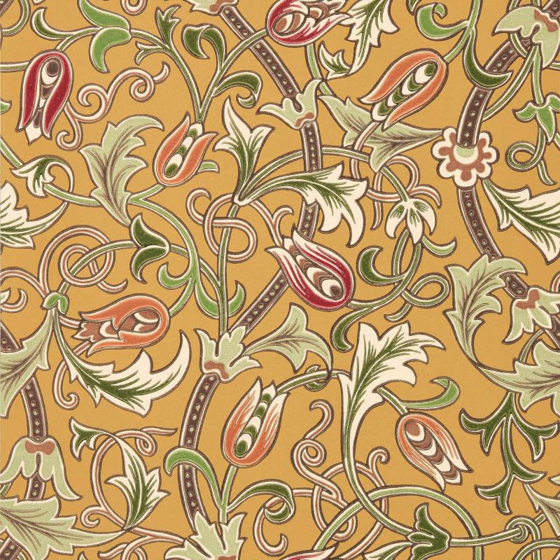 Scrolling Tulip Wallpaper - Gold - Morris & Co - 217564