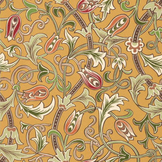 Scrolling Tulip Wallpaper - Gold - Morris & Co - 217564