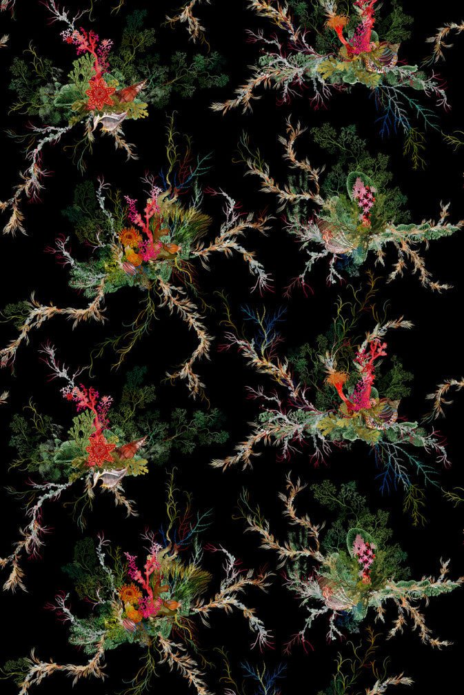 Seaweed And Shell Wallpaper - Black - Timorous Beasties - SSC/SWS/STCB/01 - Premier Wallcovering