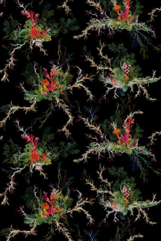 Seaweed And Shell Wallpaper - Black - Timorous Beasties - SSC/SWS/STCB/01 - Premier Wallcovering