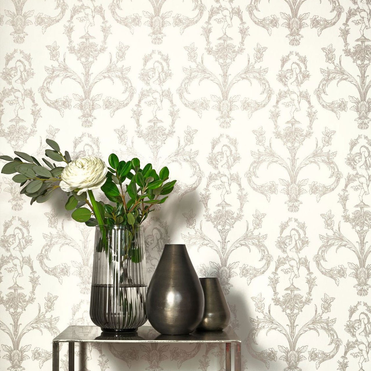 Seraphin Les Belles Toiles De Jouy Wallpaper - Gris Perle - Casadeco - 201719119 - Premier Wallcovering